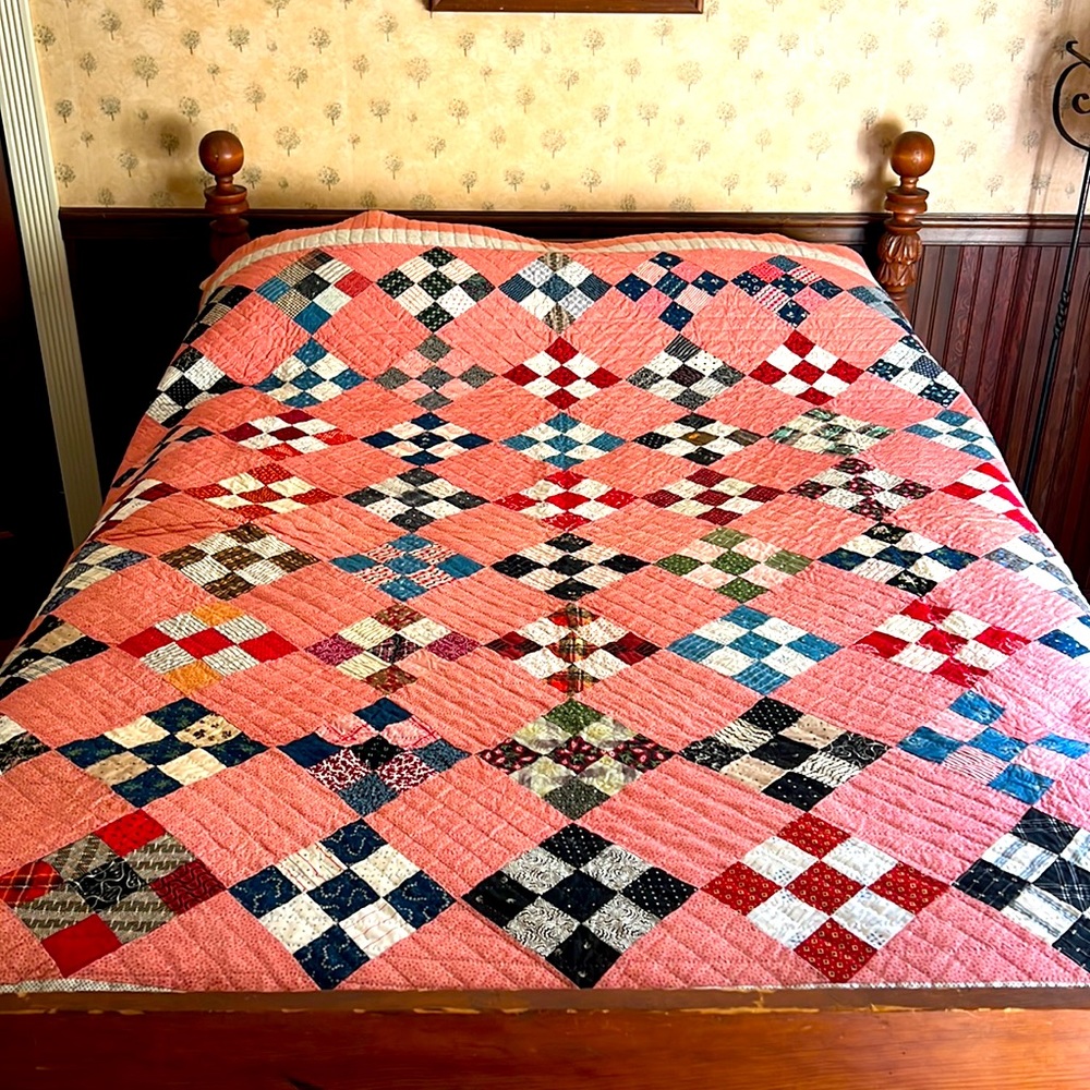Vintage Circa 1890’s “Nine Patch on Point” quilt